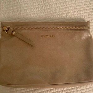 Jimmy Choo Beige Leather Zip Clutch\Pouch
